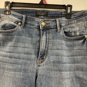 Judy Blue Medium Wash Distressed Dad Jeans